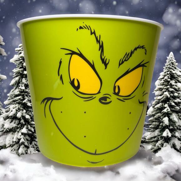 Dr. Seuss The Grinch Giant Popcorn Bucket New 10" Popcorn Tub, Trash Can - Picture 2 of 3